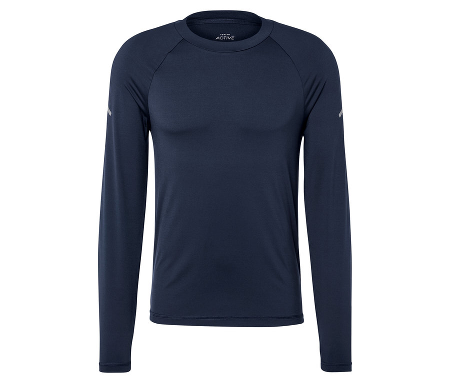 Dunkelblaues Langarmshirt.