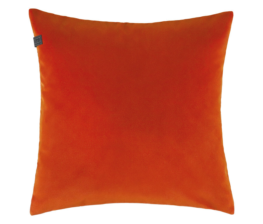 Quadratisches Dekokissen in Orange.