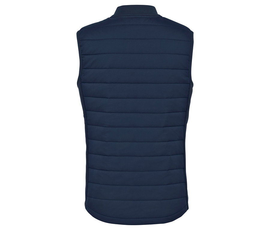 Rückansicht einer dunkelblauen Steppweste.