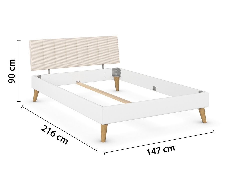 Weißes Bettgestell »Mavi-Extra« mit Polsterkopfteil.