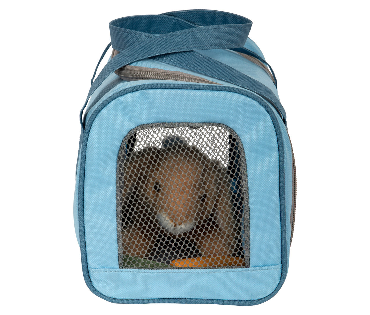 Hase sitzt in der hellblauen small foot Tierarzt-Tasche.