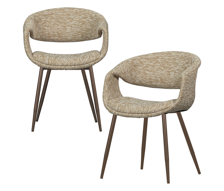 Zwei WOOOD Esszimmerstühle »Yossi« mit Metallfuß, 2er-Set, kupfer-sand.