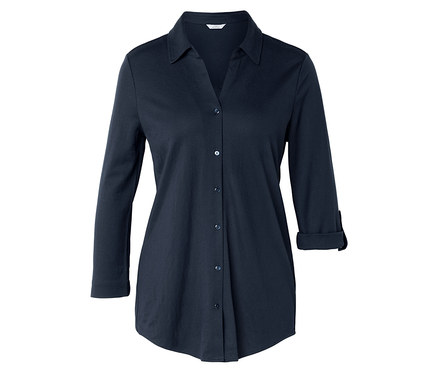 Piqué-Jerseybluse, dunkelblau