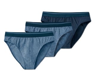 1x dunkelblau, 1x blau/blau-meliert gestreift, 1x blau-meliert