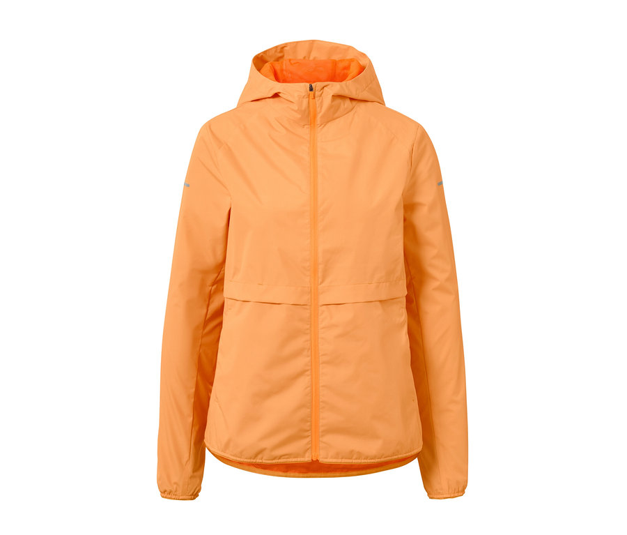 Neonorange Windprotection-Laufjacke.