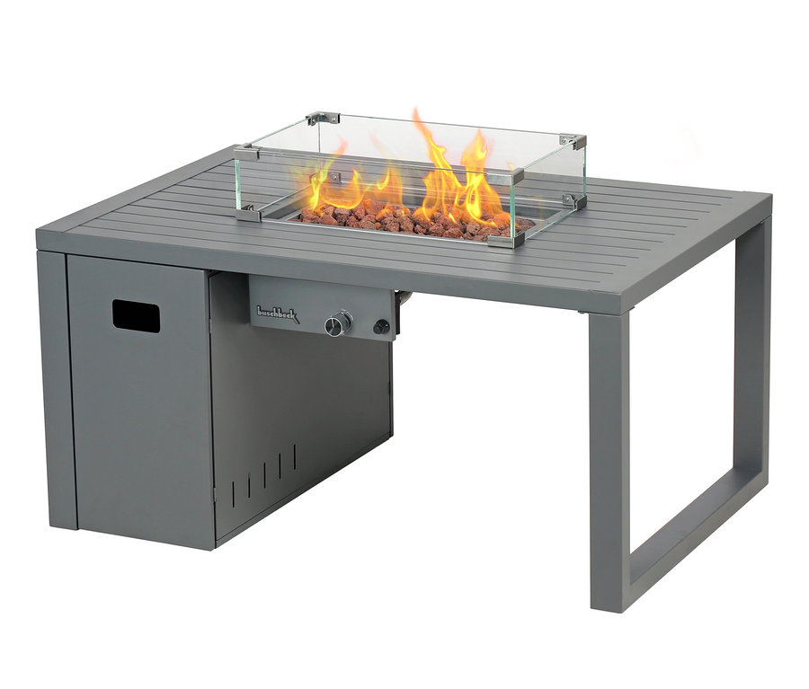 Grauer Buschbeck Loungetisch »Lagos« mit Feuerstelle in der Mitte.