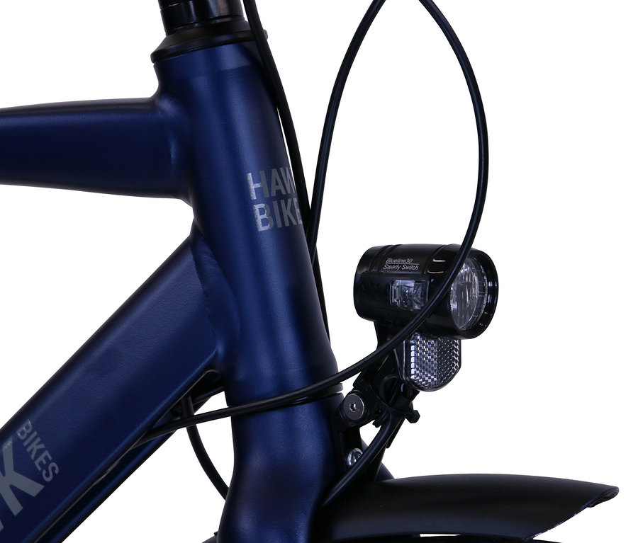 Detailansicht eines blauen HAWK Bikes Fahrrad Herren »Trekking Gent Super Deluxe Plus« mit 28 Zoll und 53-cm-Rahmen.