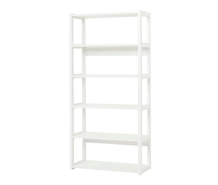 Weißes Regal mit fünf Regalböden. Zu sehen ist ein Hoppekids Regalsegment »Storey«, ca. 80 cm, weiß.