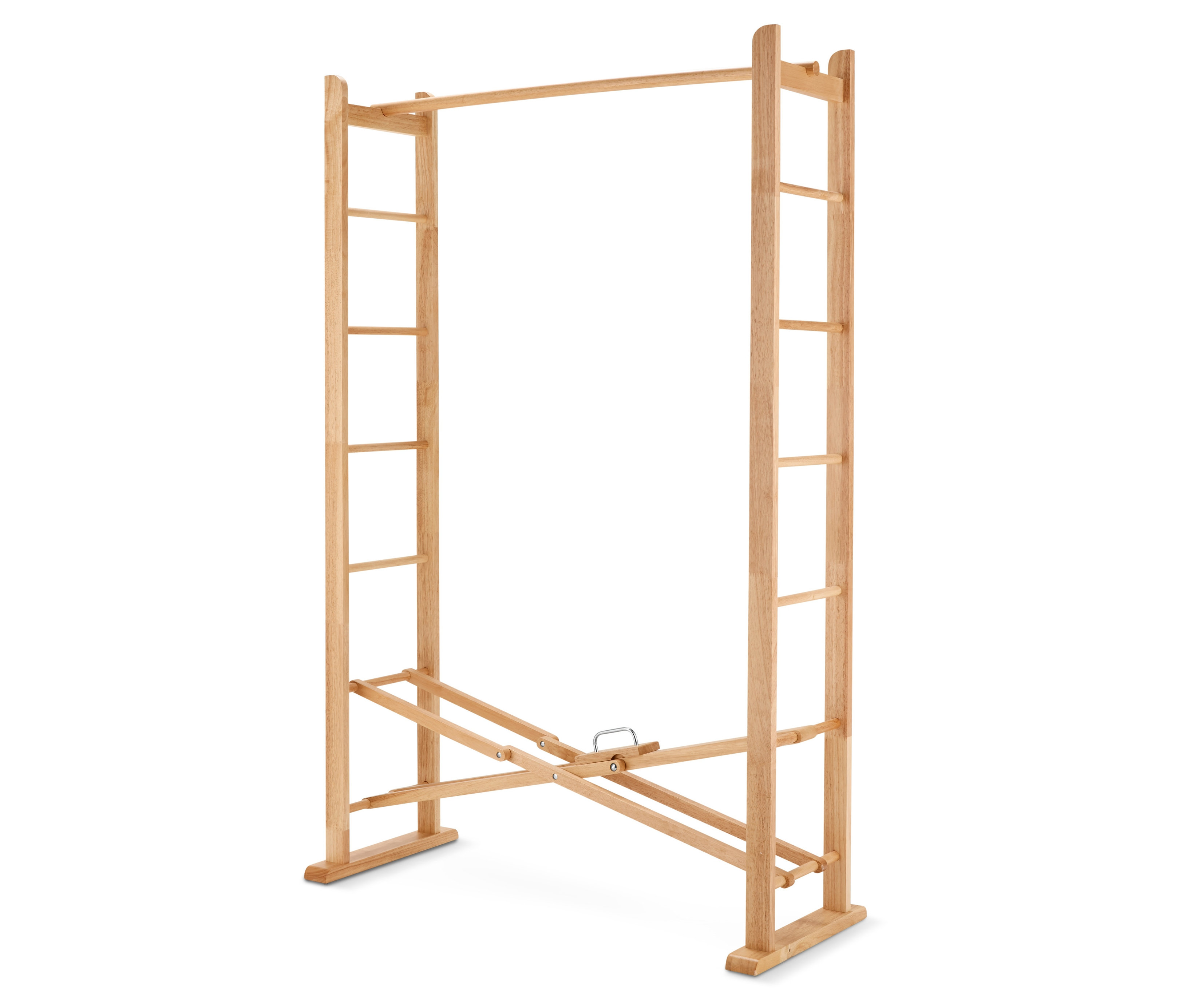 Klappbarer Massivholz-Kleiderständer.
