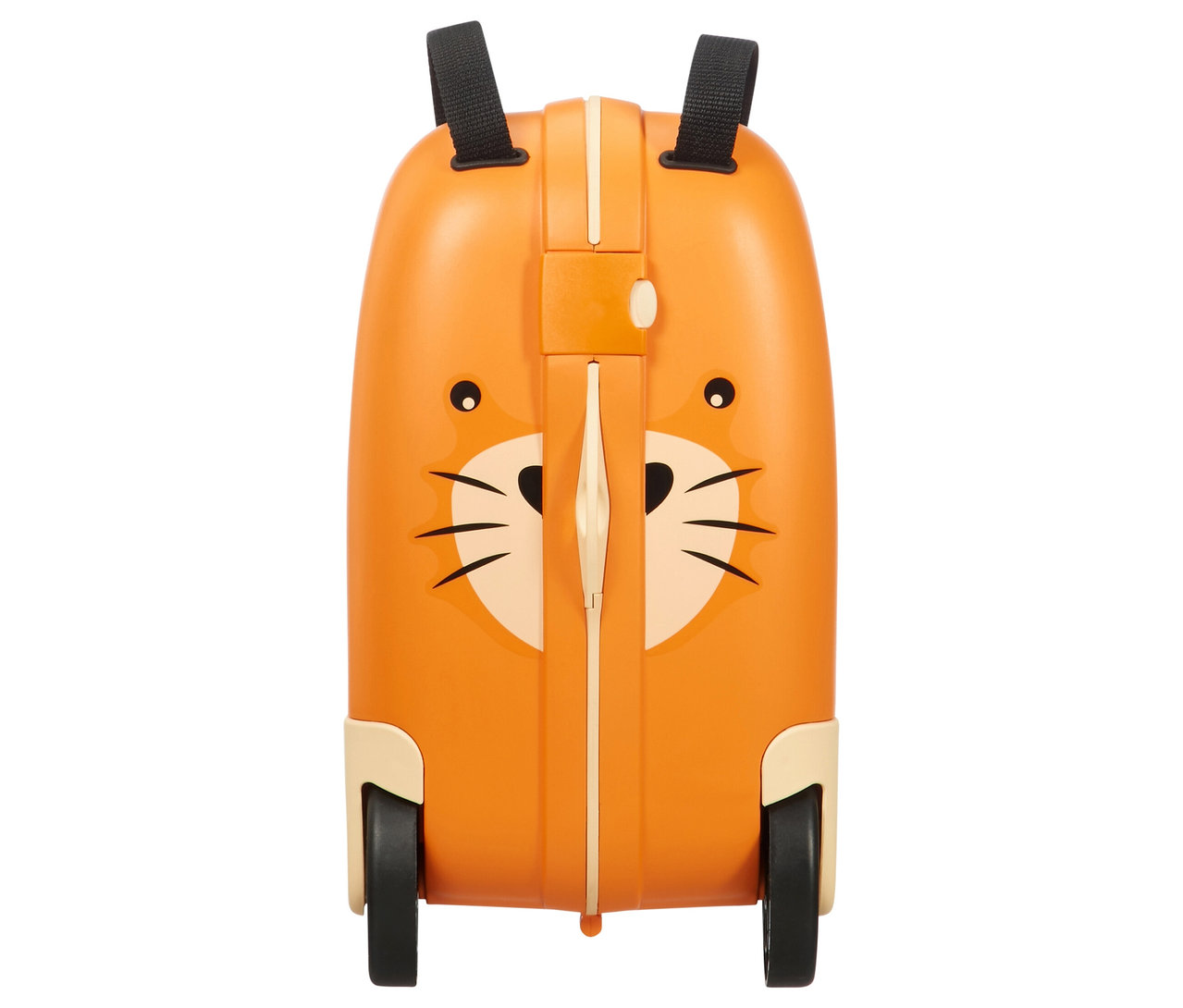 Orangefarbener American Tourister Aufsitzkoffer »Funrider«, Tiger mit Tragegriffen und Rollen.