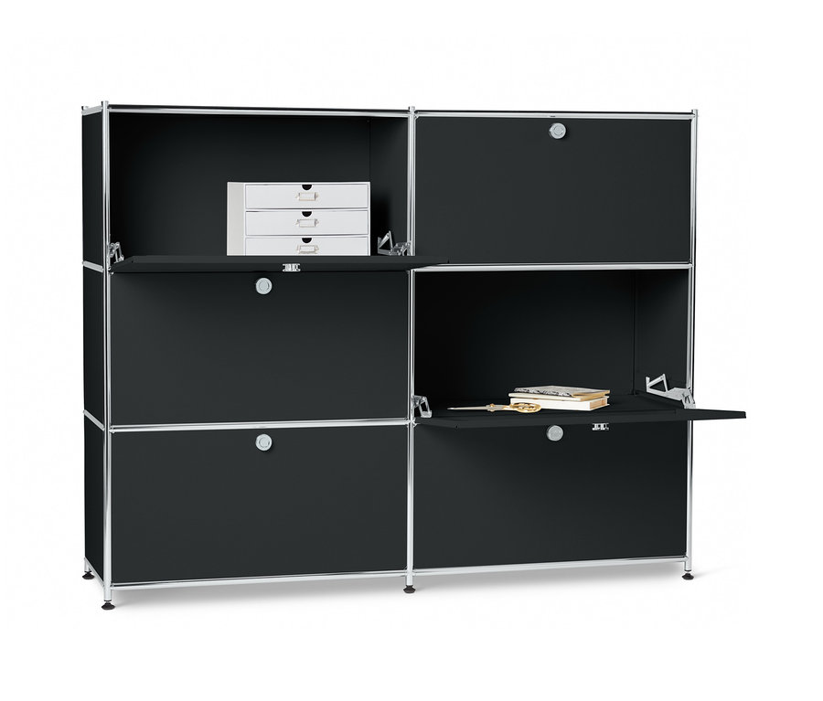 Schwarze, große Kommode Metall »CN3« mit 6 Klappenfächern.