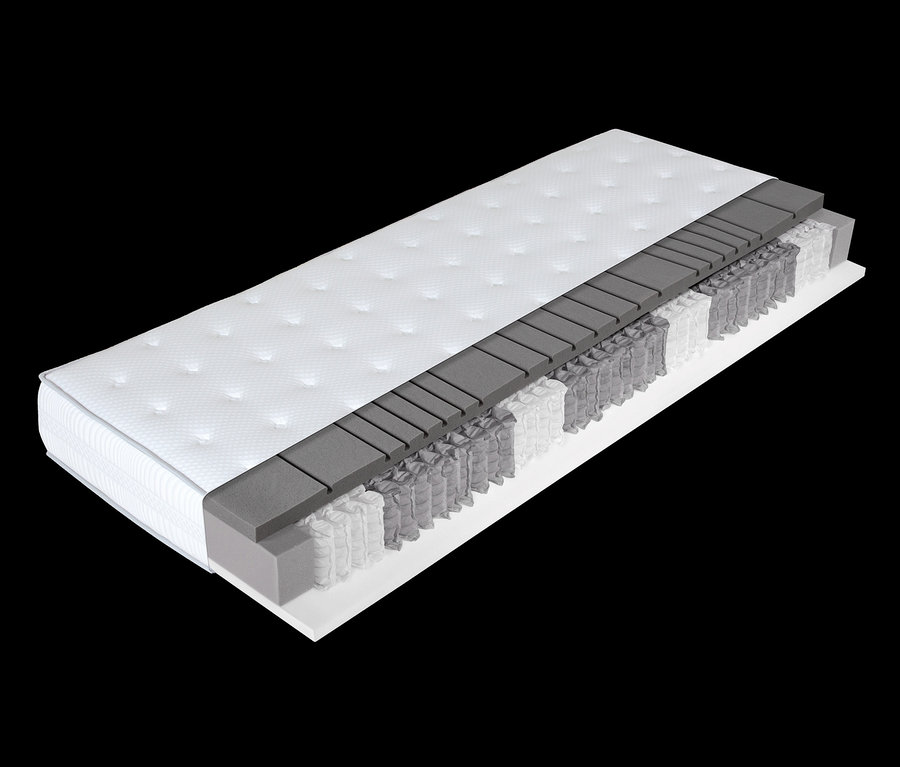 Detailansicht des Querschnitts eines Boxspringbettes.