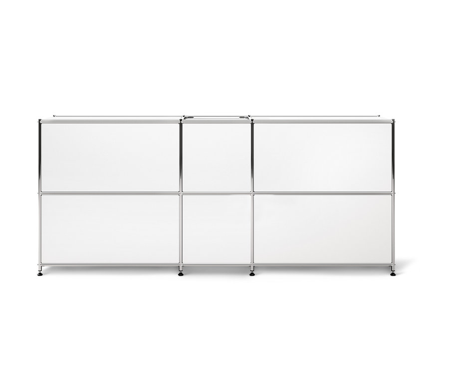 Weißes Sideboard Metall »CN3« mit 4 Klappenfächern.