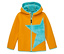 Die JAKO-O Kuschelfleecejacke, safran ist eine Fleecejacke mit Kapuze und einem hellblauen Stern auf der Vorderseite.