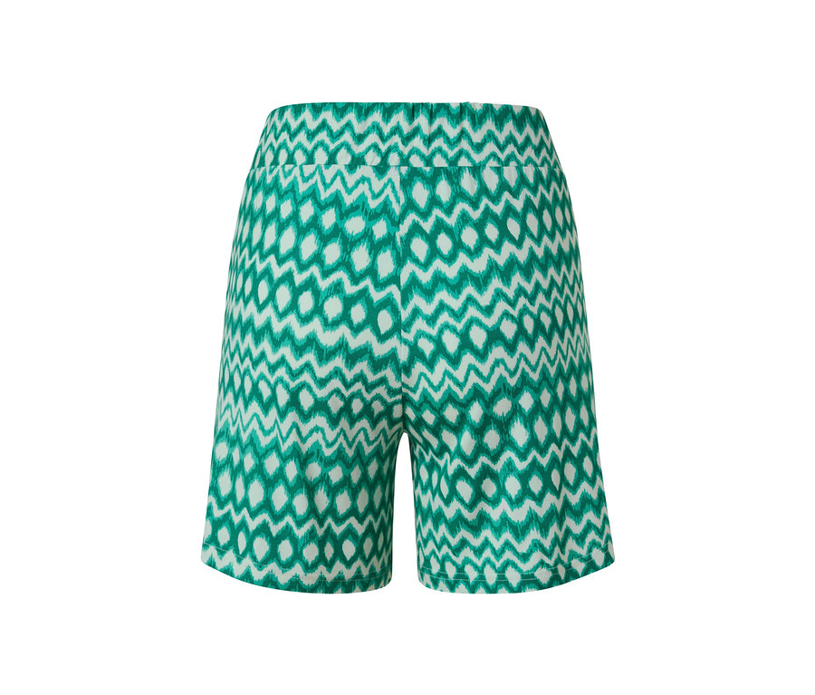 Rückansicht der grün-weissen 2 Jerseyshorts mit Muster.