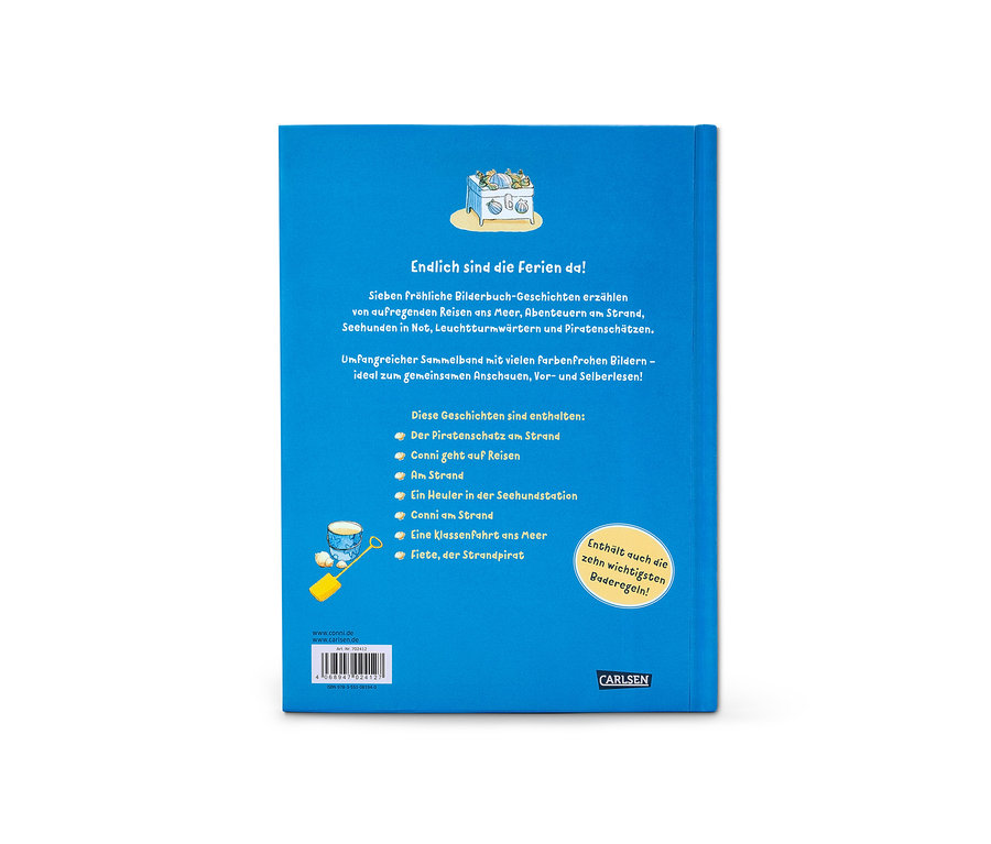 Blauer Buchrücken von »Die schönsten Feriengeschichten«.