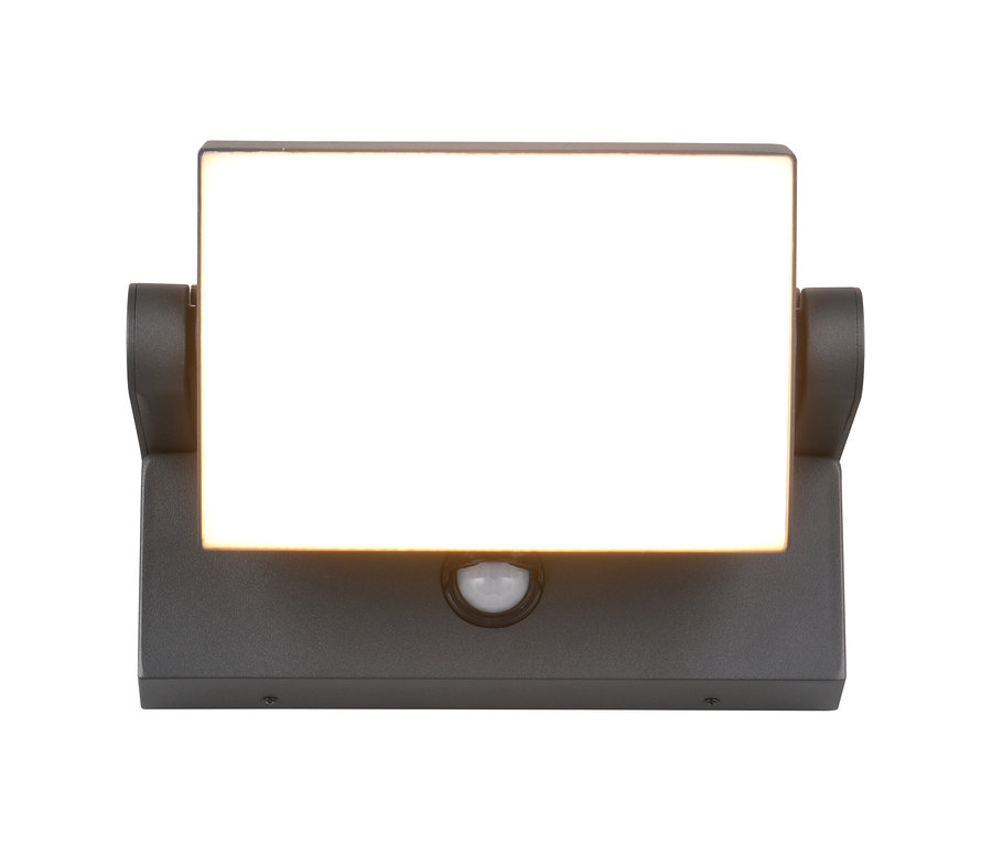 Frontansicht der grauen Trio LED-Outdoor-Wandleuchte Kansas.