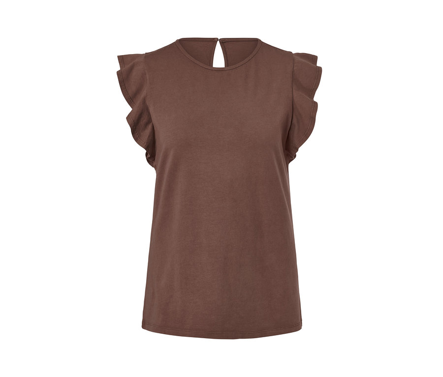 Braunes EarthColors®-Damen-Top mit kurzen Ärmeln.