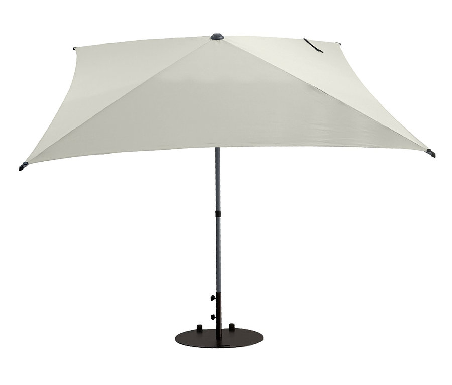 Ein hellgrauer Leco Marktschirm, ca. 250 x 250 cm, (exkl. Schirmständer) ist auf dem Bild zu sehen.