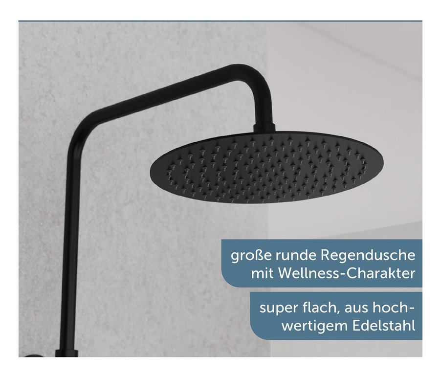 Schwarzes Duschsystem »AQUADUCT«.