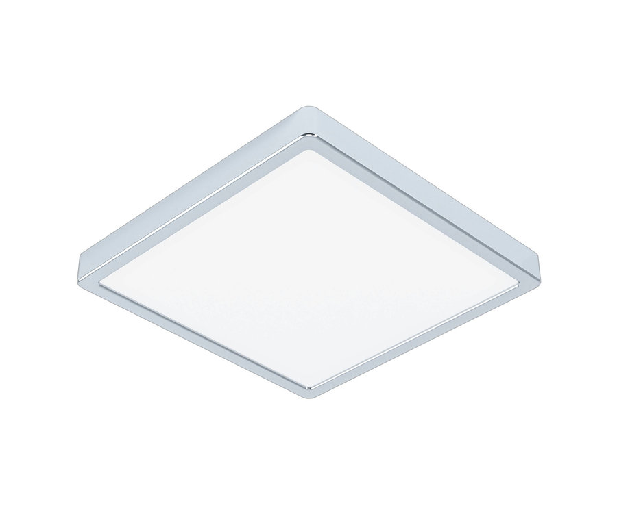 Eckige Eglo LED-Deckenleuchte »Fueva 5« mit silbernem Rahmen und weißem Licht.