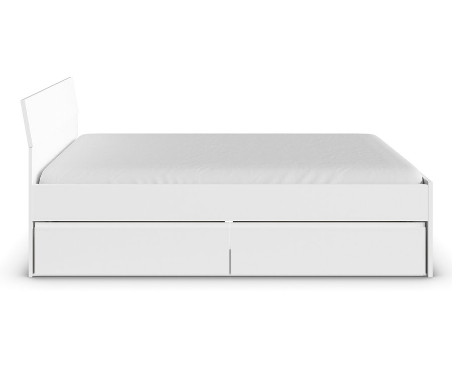 Weißes rauch Bett mit 2 Schubkästen »Joel«, 140 x 200 cm.