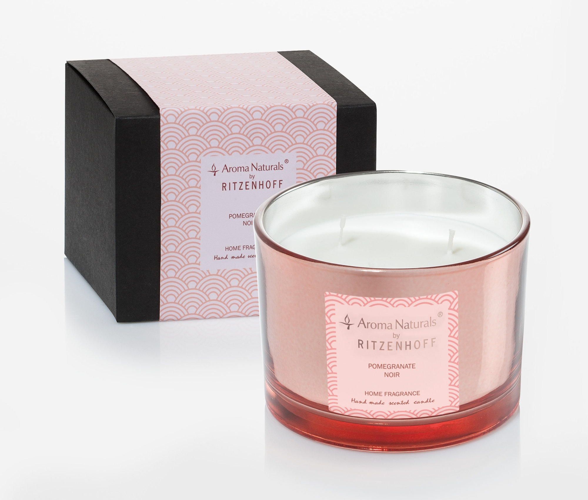 Ritzenhoff Aroma Naturals Duftkerze »Luxury« Pomegranate und Verpackung.