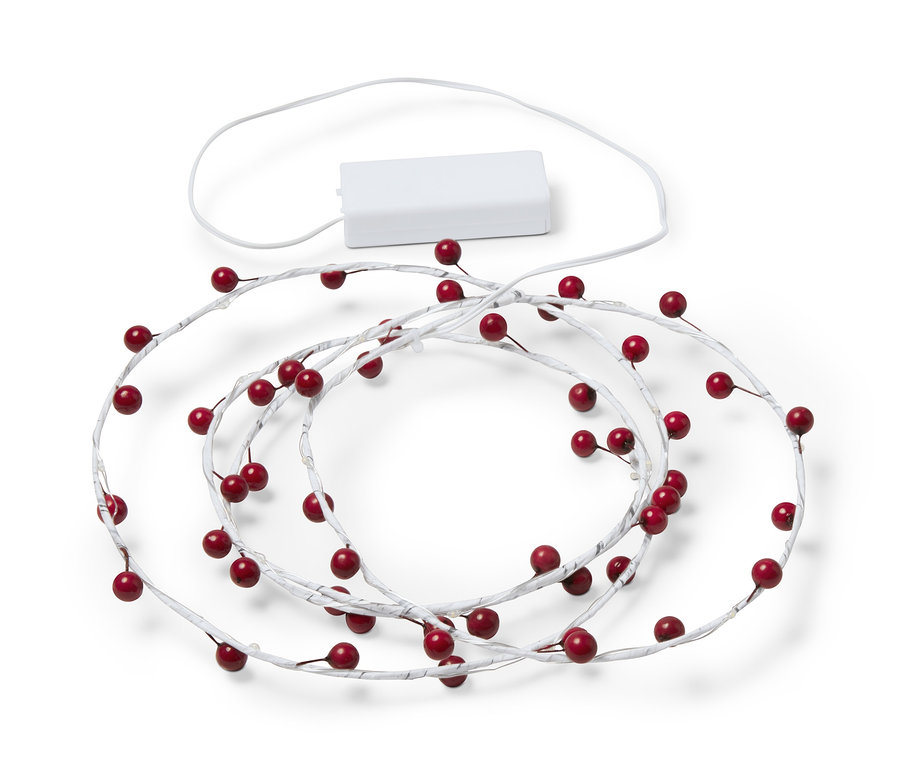 LED-Leuchtzweig mit roten Beeren.