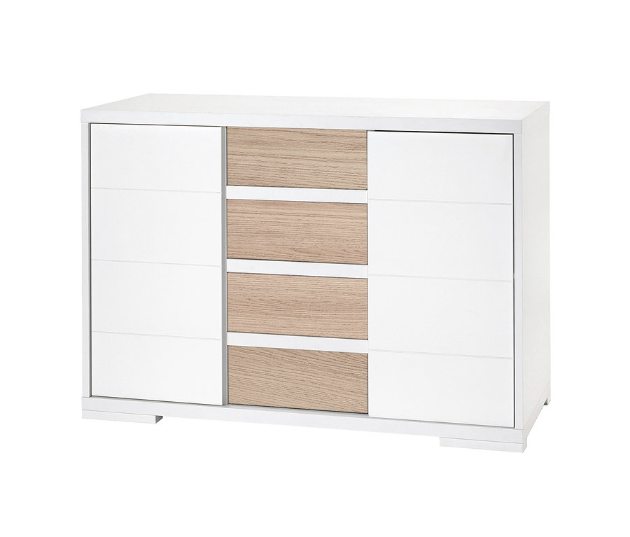 Weiße Schardt Maxx Vicenza Kinderzimmer Kommode mit Holzschubladen.