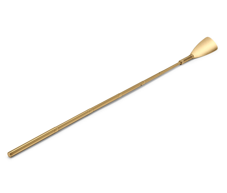 Goldener Teleskop-Schuhanzieher auf weißem Hintergrund.