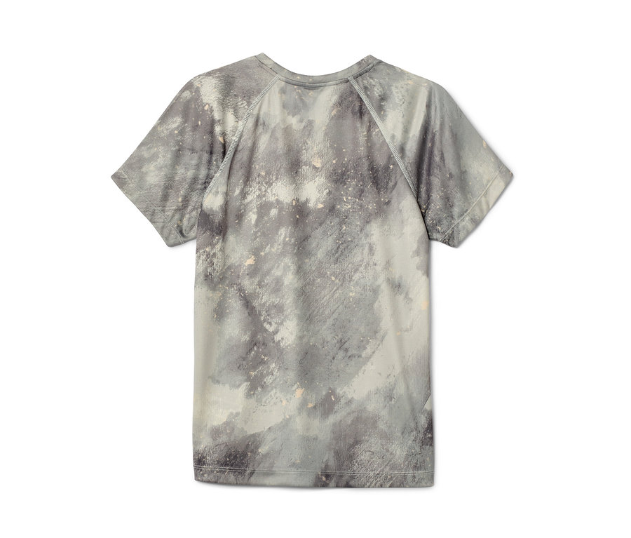 Rückseite eines grünen Kinder-Sportshirts mit Alloverprint (2er-Pack).