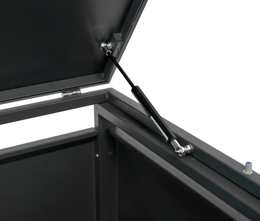 Detailansicht einer geöffneten Mülltonnenbox, 2er.