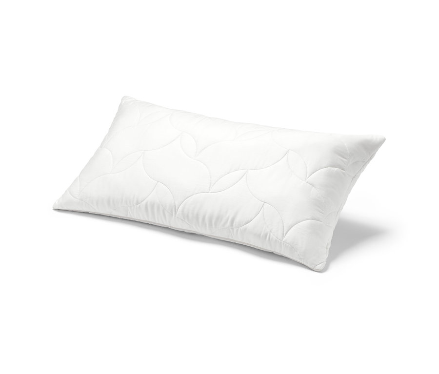 Weißes TENCEL™-Kapok-Kopfkissen auf weißem Hintergrund.