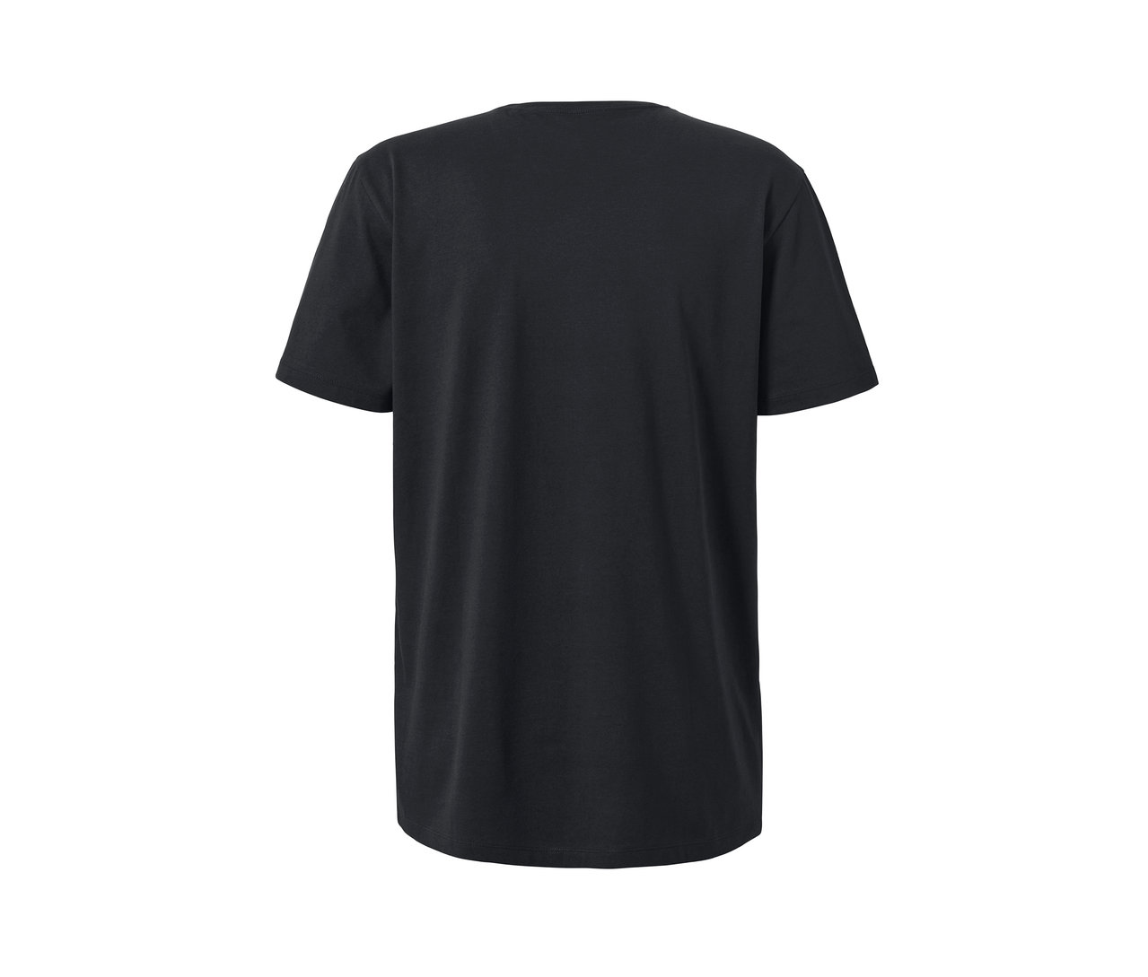 Detailansicht von einem schwarzen 2 T-Shirts mit V-Ausschnitt.