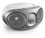 Nahaufnahme eines grauen Philips CD-Boombox »AZ215«.