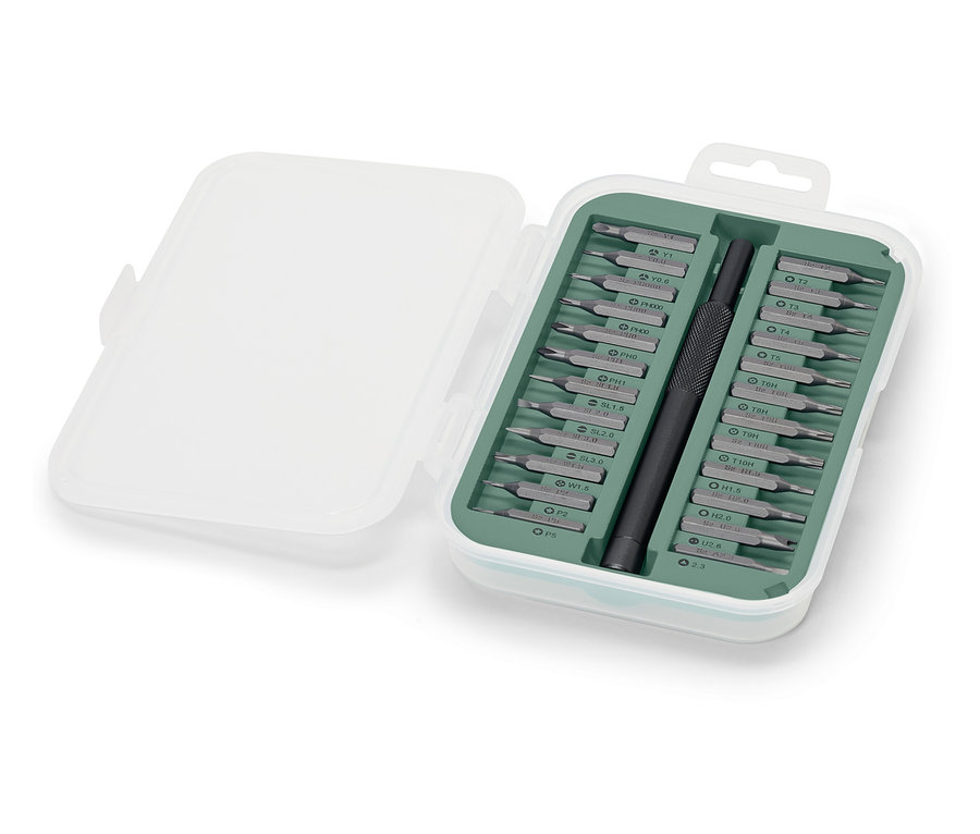Präzisions-Schraubendreher-Set in einer Kunststoffbox.