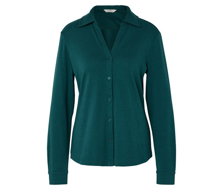 Blusenshirt mit Knopfleiste, petrol