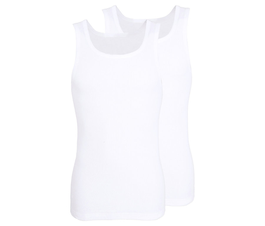 Zwei weiße Tom Tailor Unterhemden »Montana« im Stapel.