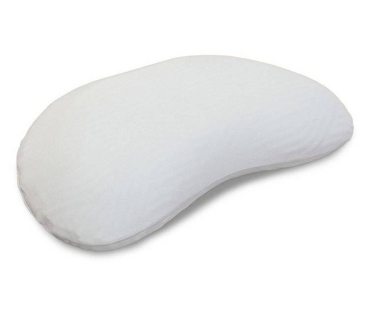 Nahaufnahme eines weißen TEMPUR® Kissenbezugs »Curve« in Platin auf einem weißen Hintergrund.