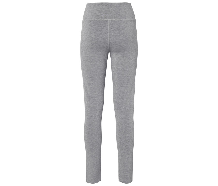 Graue, hoch taillierte Leggings.