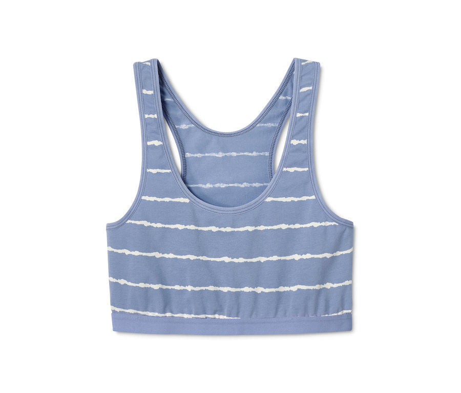 Blaues Sport Bustier mit weißen Streifen aus Bio-Baumwolle, 3 Stück.