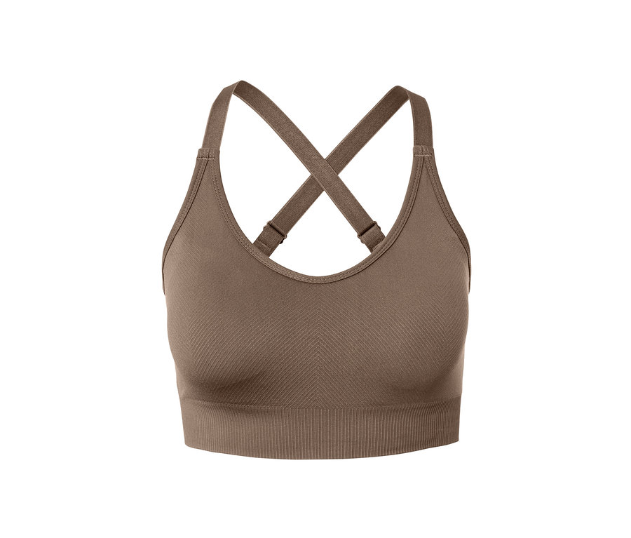Braunes Seamless-Sportbustier.