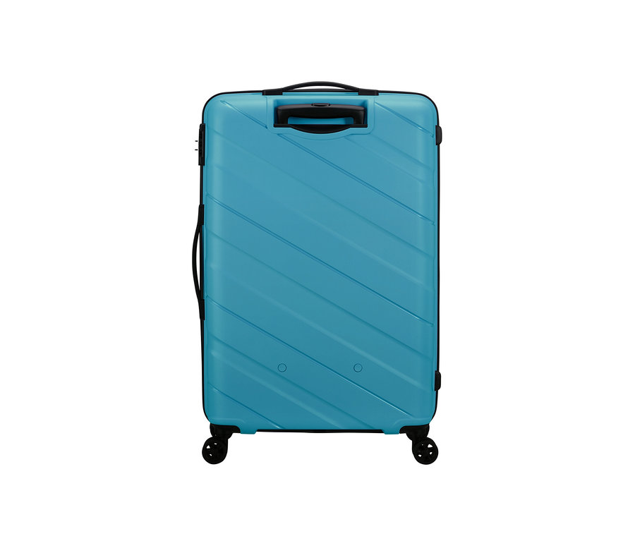 Detailaufnahme eines großen, hellblauen American Tourister »Jetdriver 3.0« Koffers.