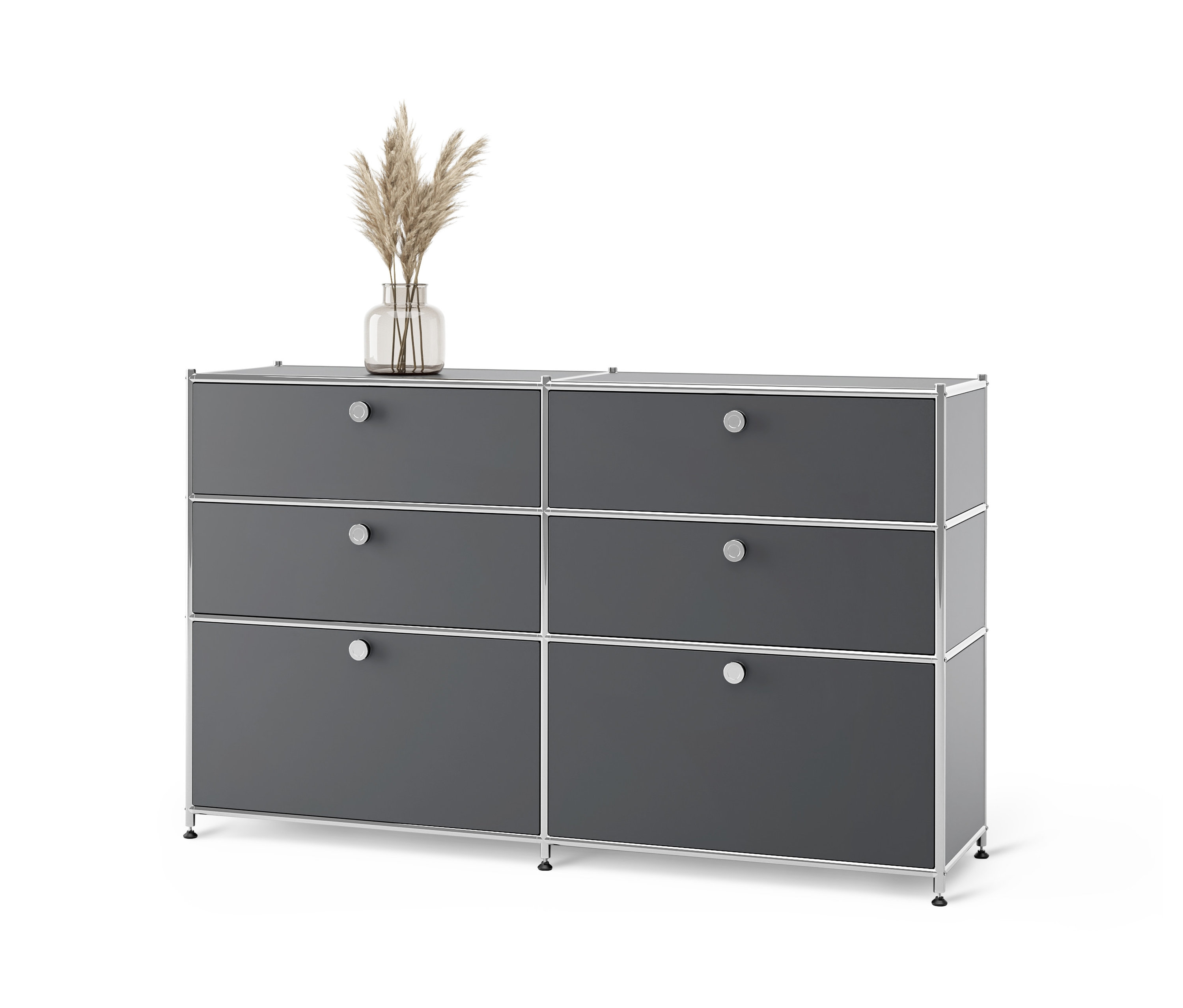 Graue Kommode Metall »CN3« mit 6 Schubladen.