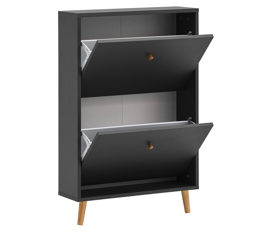 Anthrazitfarbener Schuhschrank »Bjarne« mit 2 Klappen.