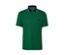 Grünes Funktions-Poloshirt mit dunkelblauem Kragen.