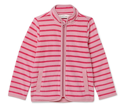Kinder-Fleecejacke, rosa gestreift