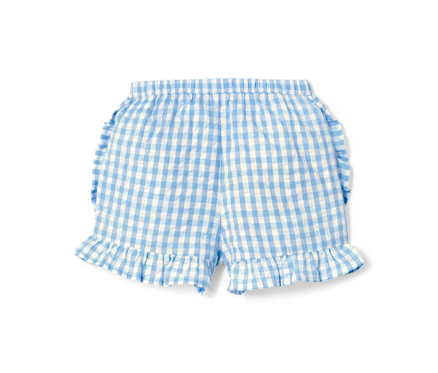 Vichy-Karo-Webshorts aus Bio-Baumwolle mit Rüschen.