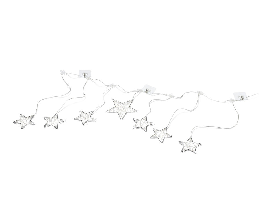 Ein LED-Lichtvorhang mit Sternen ist zu sehen.