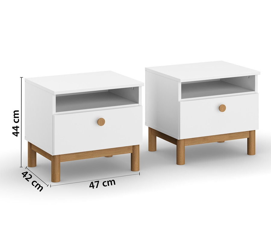 Zwei rauch Nachttische »Freyja«, alpinweiß.